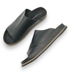 Kelsi Dagger Squish Black Leather Slide Sandal Mule Modern Minimalist Size 10